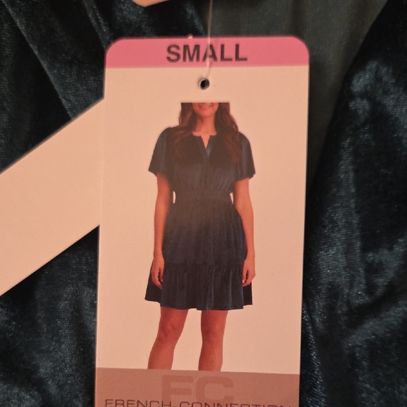 French Connection Teal Velvet Dress, With Pockets - Picture 5 of 11